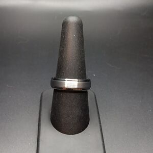 New Blue Tungsten Carbide Men's Size‎ 7 Silver Ring